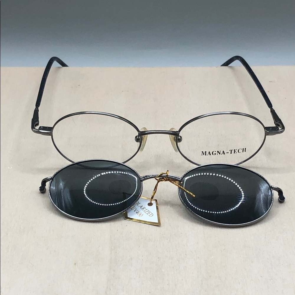 Vintage New Old Magna Tech Demo Glasses Clip Sunglasses Lenses 47-18-135 Japan